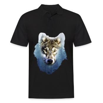 Wolf - Männer Poloshirt - Schwarz - Vorne - Kai (181cm)