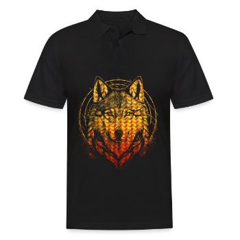 Wolf - Männer Poloshirt - Schwarz - Vorne - Kai (181cm)