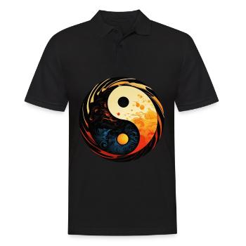 Yin Yang - Männer Poloshirt - Schwarz - Vorne - Kai (181cm)