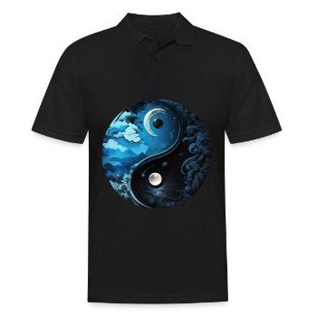 Yin Yang Mond - Männer Poloshirt - Schwarz - Vorne - Kai (181cm)