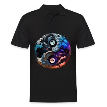 Yin Yang - Männer Poloshirt - Schwarz - Vorne - Kai (181cm)