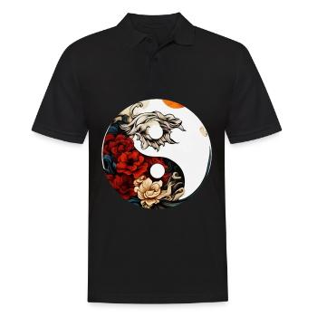 Yin Yang Blume - Männer Poloshirt - Schwarz - Vorne - Kai (181cm)
