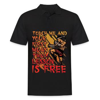 Touch me and your first Muay Thai lesson is free - Men's Polo Shirt - black - Front - Kai (181cm)