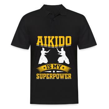 Aikido ist meine Superkraft - Männer Poloshirt - Schwarz - Vorne - Kai (181cm)