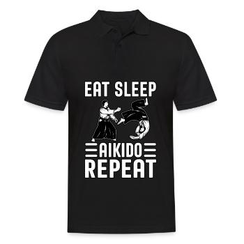 Manger Dormir Aïkido Répéter - Polo Homme - noir - Devant - Kai (181cm)