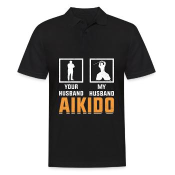 Aikido Ehemann - Männer Poloshirt - Schwarz - Vorne - Kai (181cm)