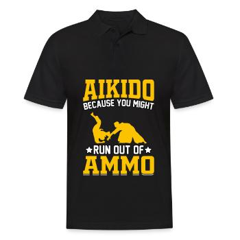 Aikido, weil dir die Munition ausgehen könnte - Männer Poloshirt - Schwarz - Vorne - Kai (181cm)