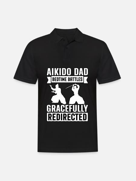 Aikido Papa Schlafenszeitkämpfe anmutig umgeleitet - Männer Poloshirt - Schwarz