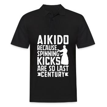 Aïkido parce que les coups de pied sont tellement du siècle dernier - Polo Homme - noir - Devant - Kai (181cm)