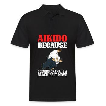 Aïkido parce que l’esquive du drame est un mouvement de ceinture noire - Polo Homme - noir - Devant - Kai (181cm)
