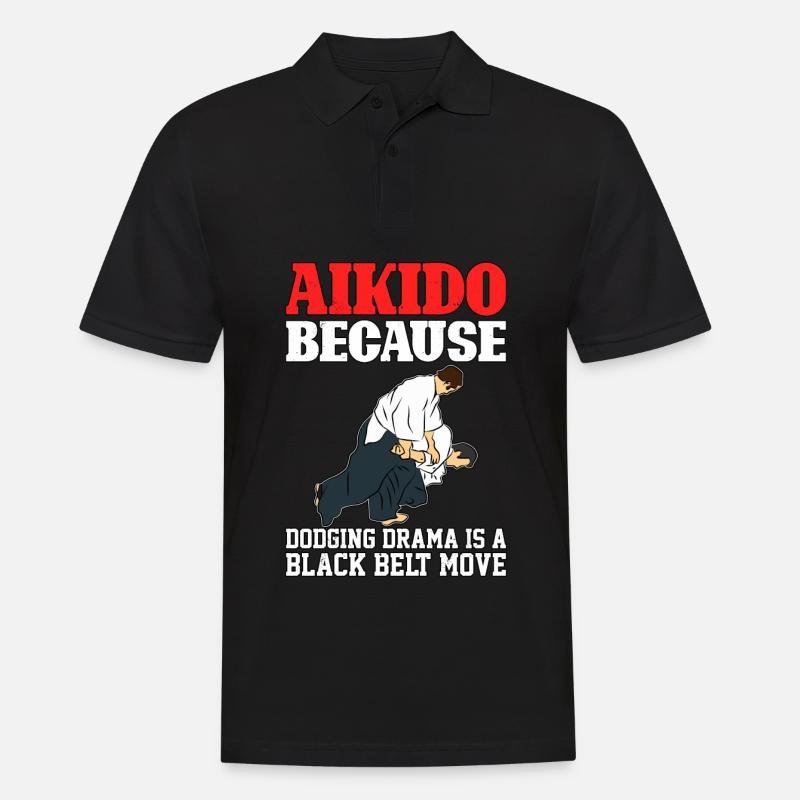 Aikido, weil das Ausweichen von Drama eine Schwarzgurt-Bewegung ist - Männer Poloshirt - Schwarz