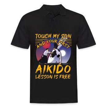 Touch my Son und Ihre erste Aikido-Stunde ist kostenlos - Männer Poloshirt - Schwarz - Vorne - Kai (181cm)