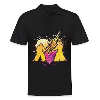 Aikido - Männer Poloshirt - Schwarz - Vorne - Kai (181cm)
