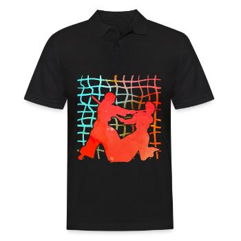 Aikido - Männer Poloshirt - Schwarz - Vorne - Kai (181cm)