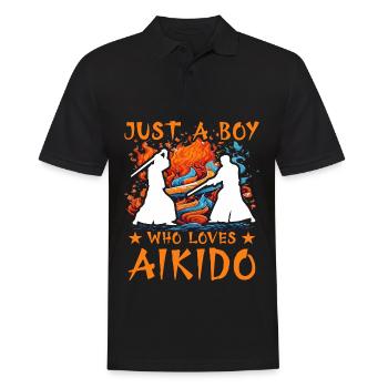 Juste un garçon qui aime l’aïkido - Polo Homme - noir - Devant - Kai (181cm)