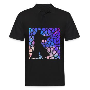 Aikido - Männer Poloshirt - Schwarz - Vorne - Kai (181cm)