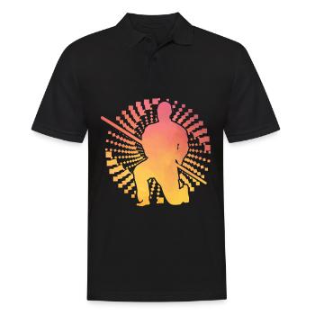 Aikido - Männer Poloshirt - Schwarz - Vorne - Kai (181cm)