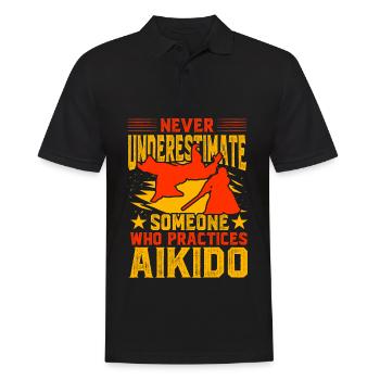 Unterschätzen Sie niemals jemanden, der Aikido praktiziert - Männer Poloshirt - Schwarz - Vorne - Kai (181cm)