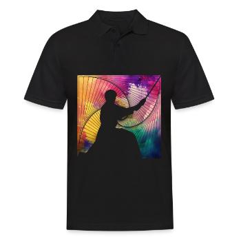 Aikido - Männer Poloshirt - Schwarz - Vorne - Kai (181cm)