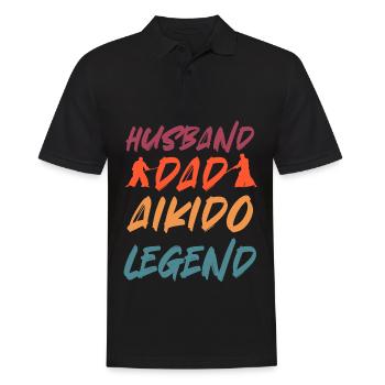 Ehemann Papa Aikido Legende - Männer Poloshirt - Schwarz - Vorne - Kai (181cm)
