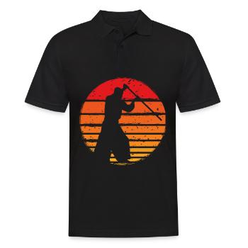 Aikido - Männer Poloshirt - Schwarz - Vorne - Kai (181cm)