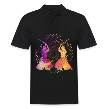 Aikido - Männer Poloshirt - Schwarz - Vorne - Kai (181cm)