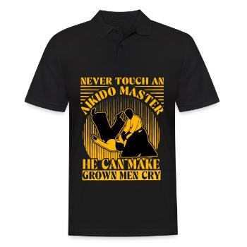 Fassen Sie niemals einen Aikido-Meister an, er kann erwachsene Männer machen - Männer Poloshirt - Schwarz - Vorne - Kai (181cm)