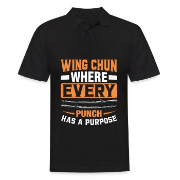 Wing Chun, wo jeder Schlag einen Zweck hat - Männer Poloshirt - Schwarz - Vorne - Kai (181cm)