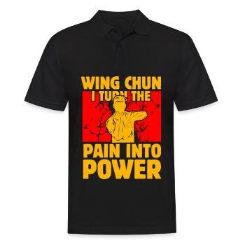 Wing Chun : Je transforme la douleur en Puissance - Polo Homme - noir - Devant - Kai (181cm)