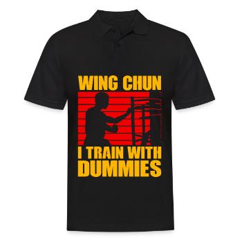 Wing Chun I train with Dummies - Men's Polo Shirt - black - Front - Kai (181cm)
