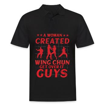 Une femme a créé le Wing Chun pour s’en remettre les gars - Polo Homme - noir - Devant - Kai (181cm)