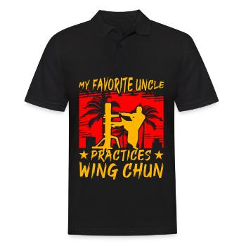 Mein Lieblingsonkel praktiziert Wing Chun - Männer Poloshirt - Schwarz - Vorne - Kai (181cm)