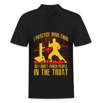 Ich übe Wing Chun, damit ich die Leute nicht einschlage - Männer Poloshirt - Schwarz - Vorne - Kai (181cm)