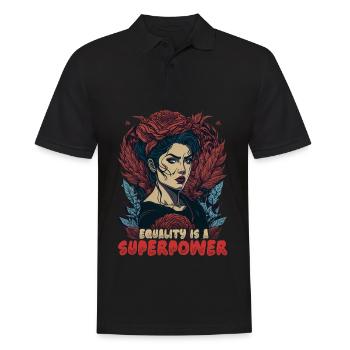 Gleichheit ist eine Superkraft - Männer Poloshirt - Schwarz - Vorne - Kai (181cm)