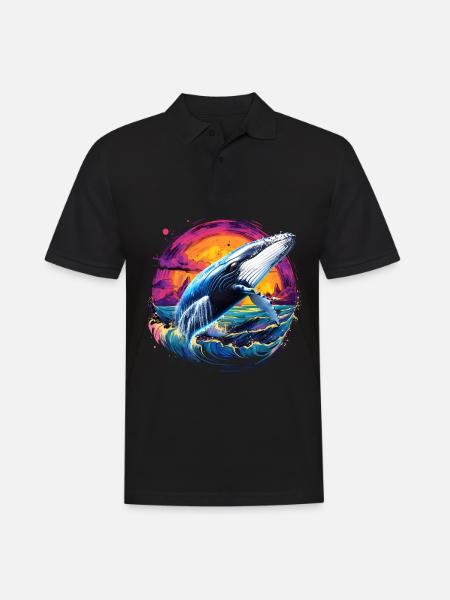 Blauwal - Männer Poloshirt - Schwarz