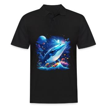 Blauwal - Männer Poloshirt - Schwarz - Vorne - Kai (181cm)