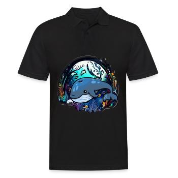 Blauwal - Männer Poloshirt - Schwarz - Vorne - Kai (181cm)