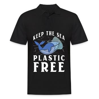Halten Sie das Meer plastikfrei - Männer Poloshirt - Schwarz - Vorne - Kai (181cm)