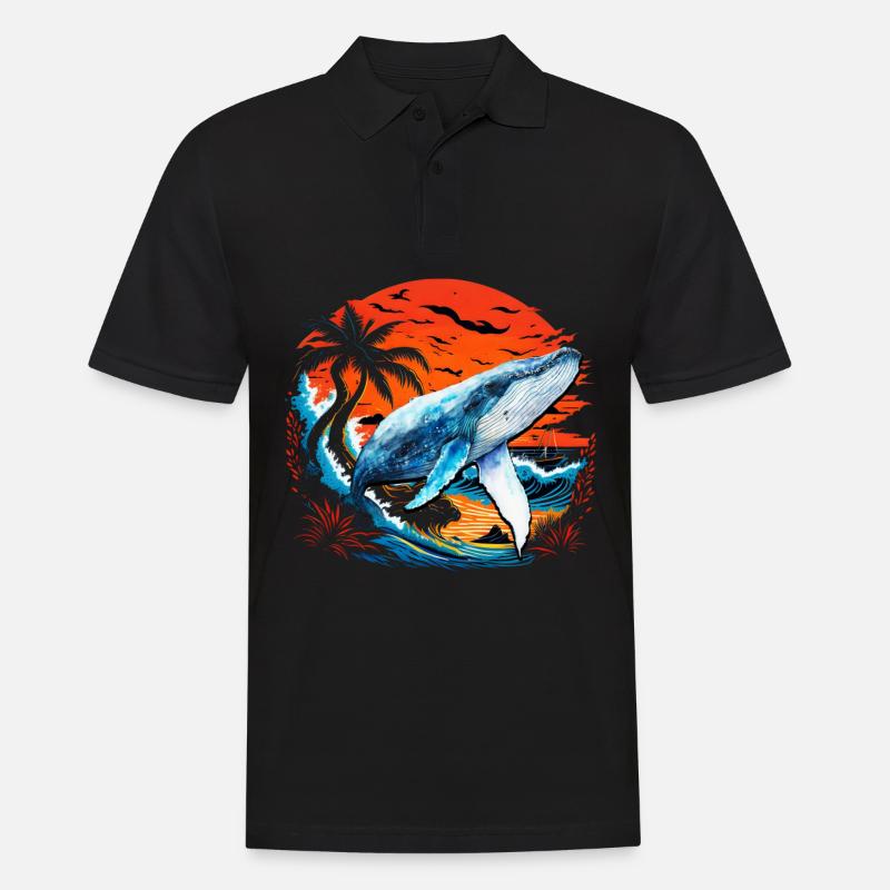 Blauwal - Männer Poloshirt - Schwarz