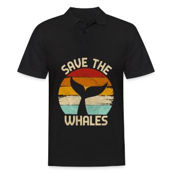 Rettet die Wale - Männer Poloshirt - Schwarz - Vorne - Kai (181cm)
