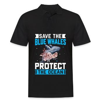 Save the Blue Whales protect the Ocean - Men's Polo Shirt - black - Front - Kai (181cm)