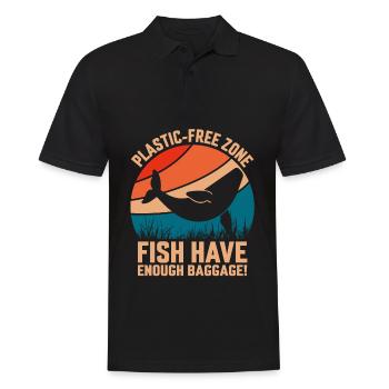 Zone sans plastique : les poissons ont assez de bagages - Polo Homme - noir - Devant - Kai (181cm)