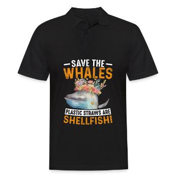 Rettet die Wale: Plastikstrohhalme sind Schalentiere - Männer Poloshirt - Schwarz - Vorne - Kai (181cm)