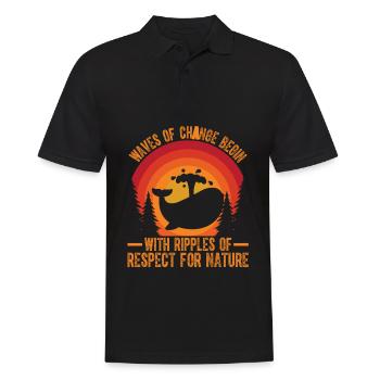 Wellen des Wandels beginnen mit Wellen des Respekts für - Männer Poloshirt - Schwarz - Vorne - Kai (181cm)