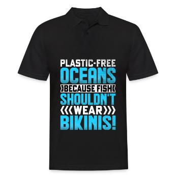 Plastikfreie Ozeane, weil Fische nicht tragen sollten - Männer Poloshirt - Schwarz - Vorne - Kai (181cm)