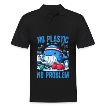 Kein Plastik, kein Problem - Männer Poloshirt - Schwarz - Vorne - Kai (181cm)