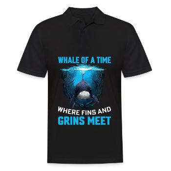 Wal einer Zeit, in der sich Flossen und Grinsen treffen - Männer Poloshirt - Schwarz - Vorne - Kai (181cm)