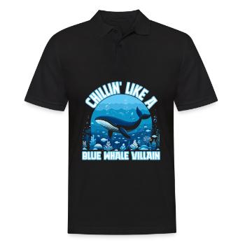 Chillen wie ein Blauwal-Bösewicht - Männer Poloshirt - Schwarz - Vorne - Kai (181cm)