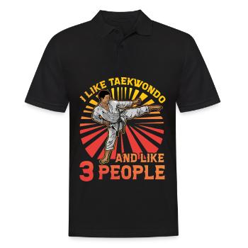 J’aime le taekwondo et j’aime 3 personnes - Polo Homme - noir - Devant - Kai (181cm)