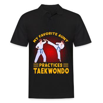 Meine Lieblingstante trainiert Taekwondo - Männer Poloshirt - Schwarz - Vorne - Kai (181cm)